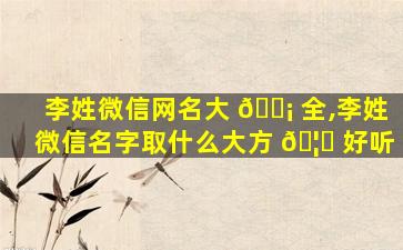 李姓微信网名大 🐡 全,李姓微信名字取什么大方 🦋 好听